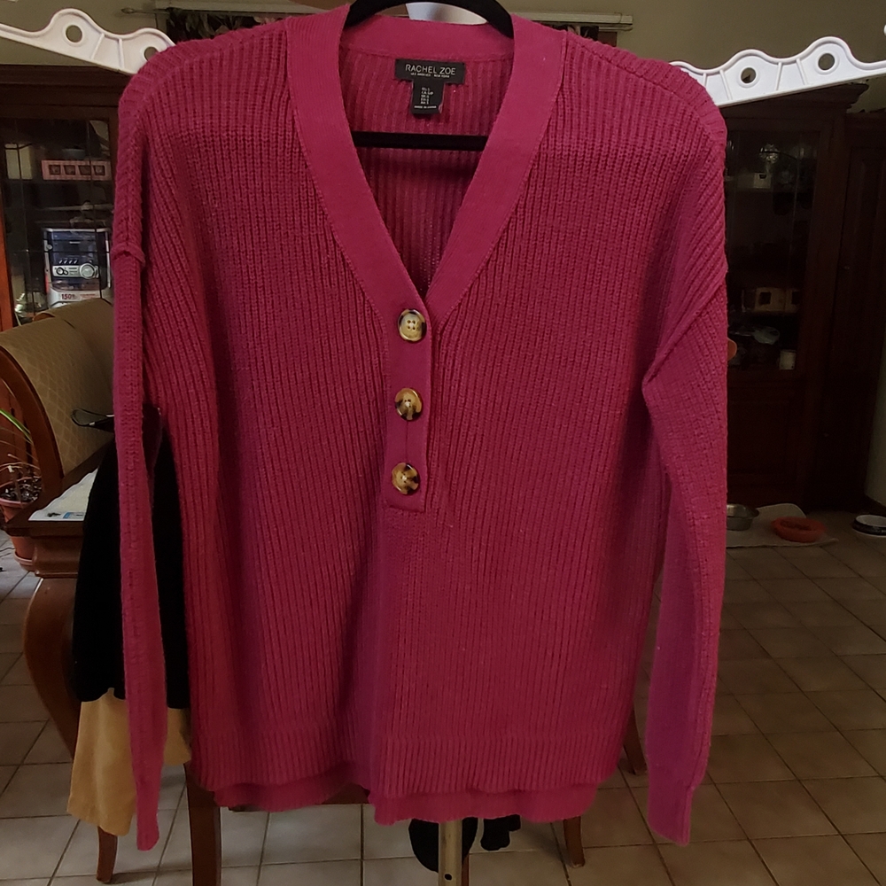 Rachel Zoe Fuchsia Button-Front Sweater